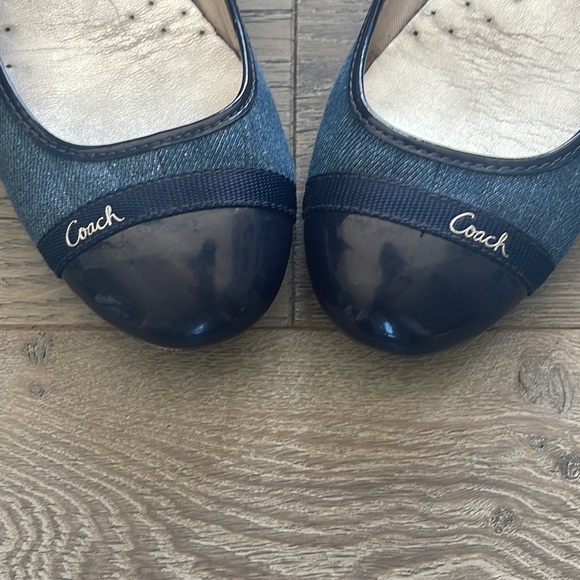 Coach Cecile Cap Toe Denim & Patent Leather Ballet Flats-8 1/2 B - Picture 2 of 10